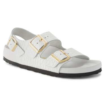 Milano Rivet Logo Embossed Natural Leather