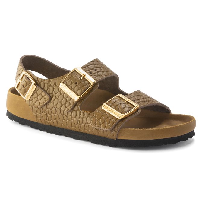 Milano Rivet Logo Embossed Natural Leather